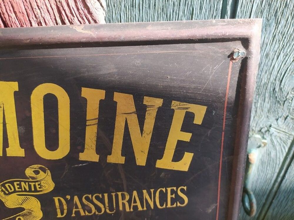Ancienne Plaque T&ocirc;le Publicitaire Assurance Le Patrimoine 
