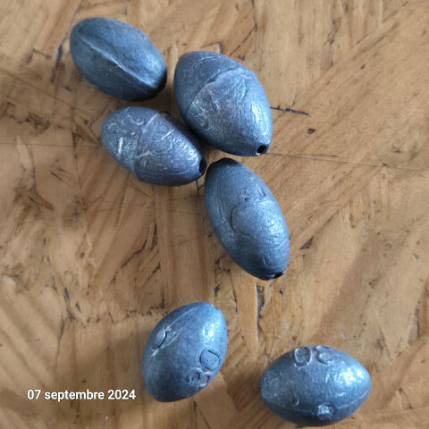 Lot de 6 plombs olives de poids diffrents . 10 Saumur (49)