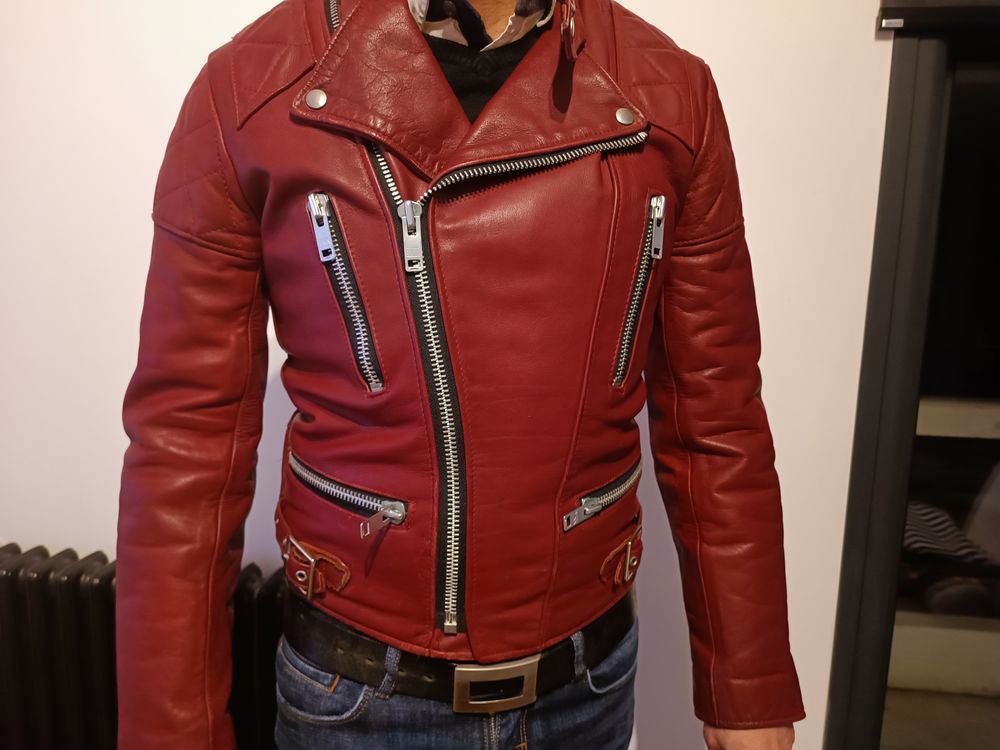 Blouson en cuir vintage Wolf Leathers en parfait &eacute;tat Vtements