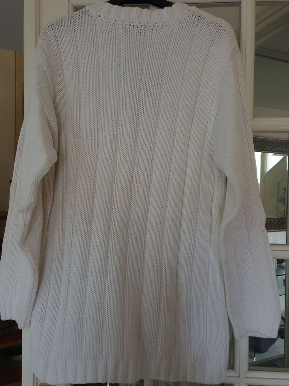 Gilet &agrave; torsades blanc, en 100% coton, taille 38-40, EDEIS Vêtements