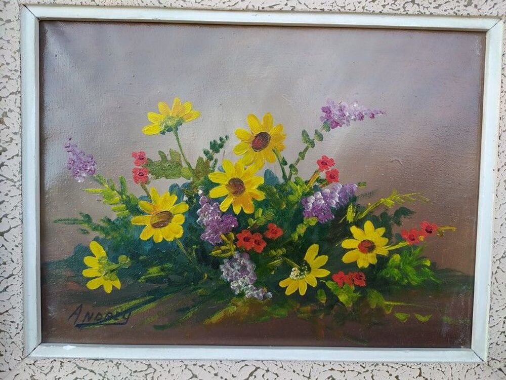 Ancien Tableau Nature Morte Bouquet de Fleurs Sign&eacute; Andrey
Décoration