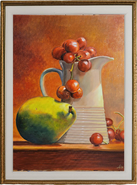 Nature morte Huile sur toile  33 x 45 cm oeuvre originale 300 Montbard (21)