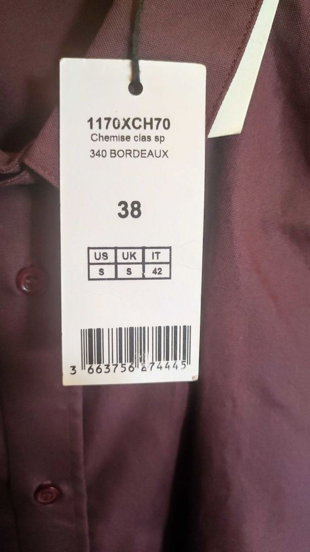 Chemise homme bordeaux Lanvin taille 38 Vêtements