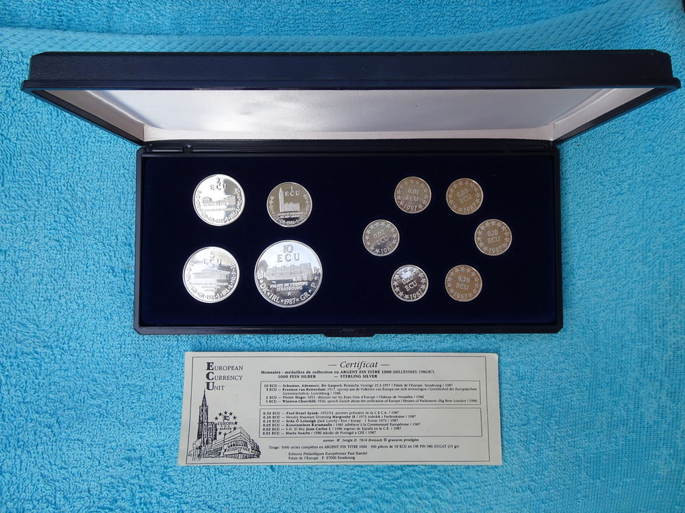Coffret &eacute;cus argent europ&eacute;ens . 