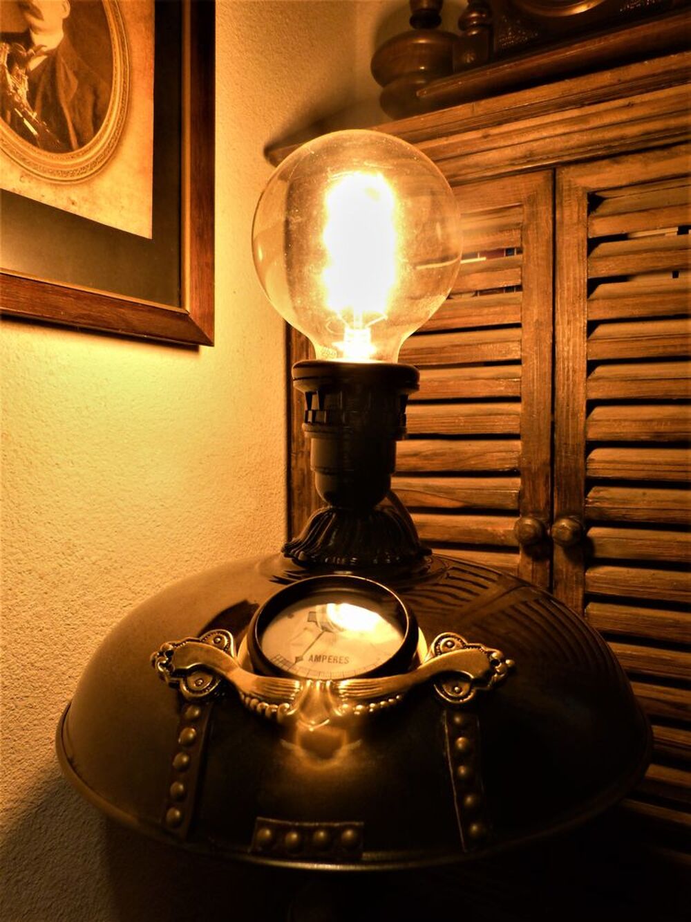 Grande Lampe &quot;ANTIQUE LIGHT OF SCIENCES&quot; Steampunk Dcoration