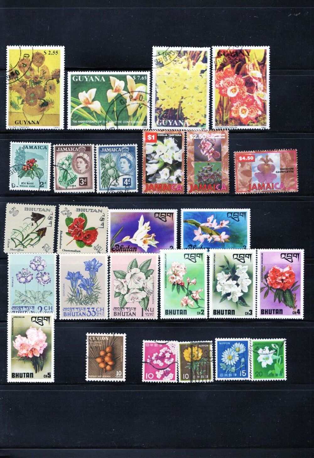104 timbres du MONDE sur la FLORE et les FRUITS 