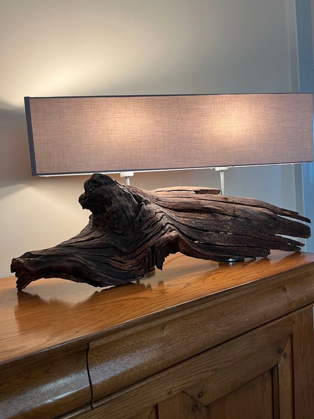 Lampe bois flotter de mer. Double lumi&egrave;re.&iuml;&iquest;&frac14; Décoration