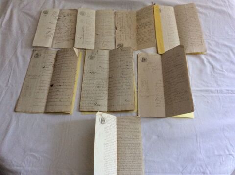 Papiers anciens actes notaris huissier XIXme 8 documents 40 Gif-sur-Yvette (91)