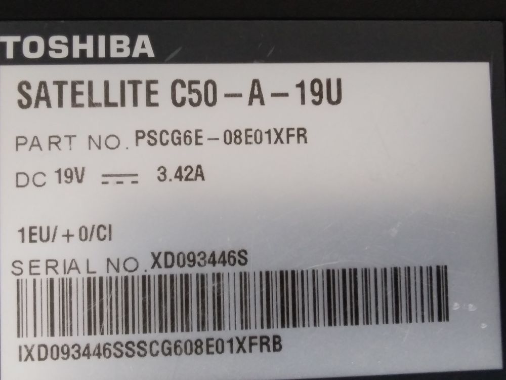 PC Portable Toshiba Satellite C50-A-19U Matériel informatique