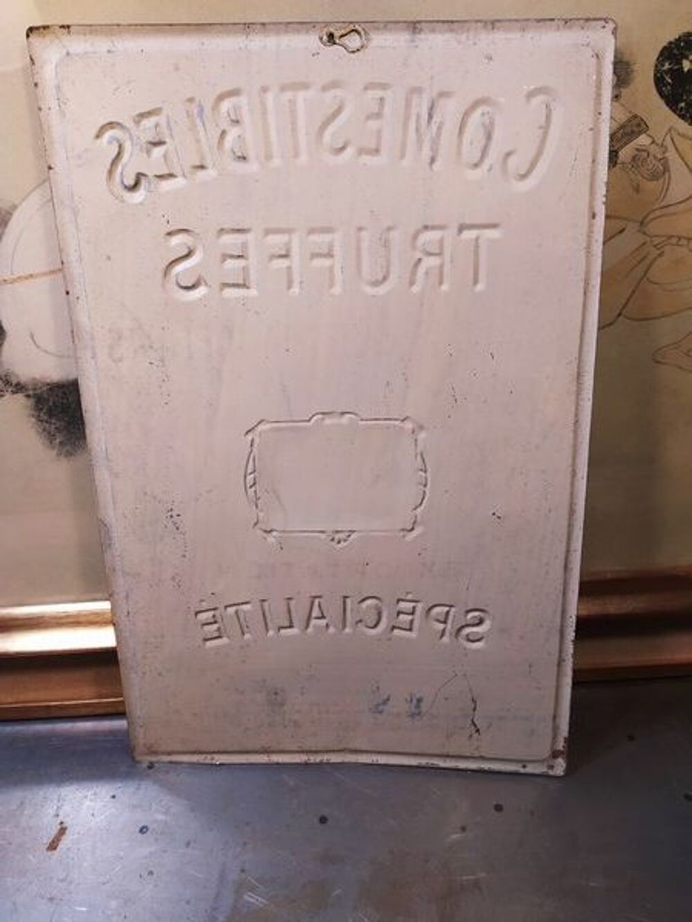 Plaque T&ocirc;le Lithographi&eacute;e 1900 Truffes Ruffec (Charente)
