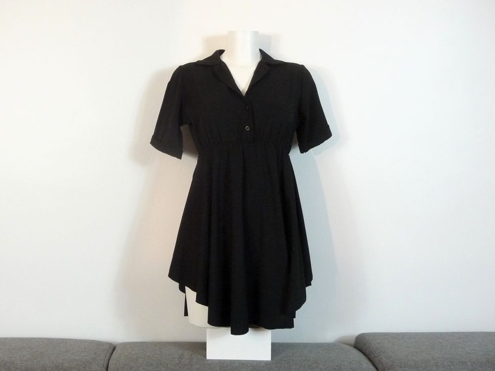Robe/ Tunique Noir Manches Courtes Ceinture- New Collection Vêtements