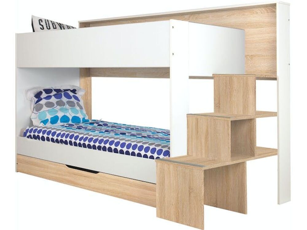 Lit superpos&eacute; 90x200 cm 3 couchage + 3 matelas Meubles
