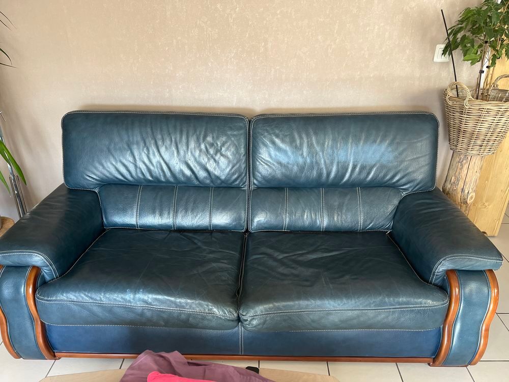 Canap&eacute; cuir bleu Meubles