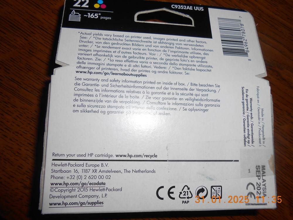 cartouche d'encre couleur pour ordinateur Hp. erreur d'achat Matériel informatique