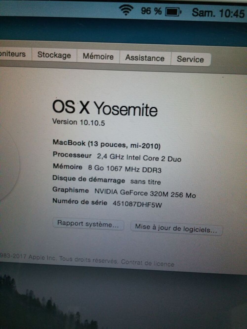 MacBook A1342 mi-2010 Matériel informatique
