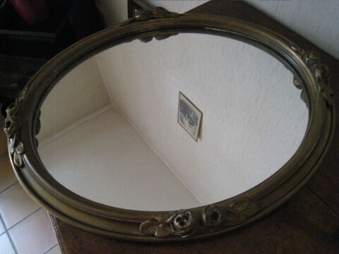 Miroir ovale cadre doré art déco Vinay (38)