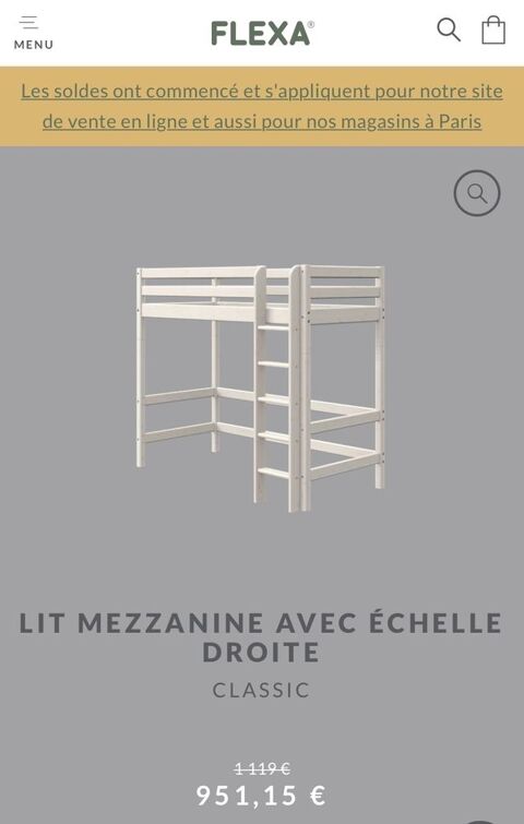 Lit mezzanine 1 personne Flexa modle CLASSIC 350 Draveil (91)