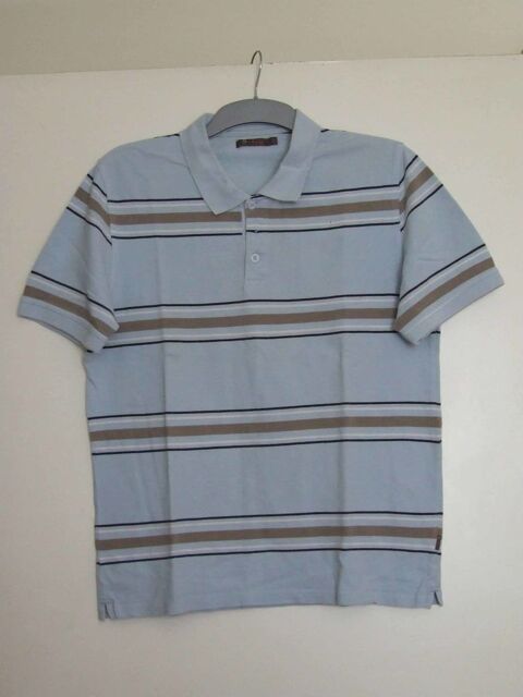 Polo rayé manches courtes, BRICE, Bleu ciel, Taille L, TBE 8 Bagnolet (93)