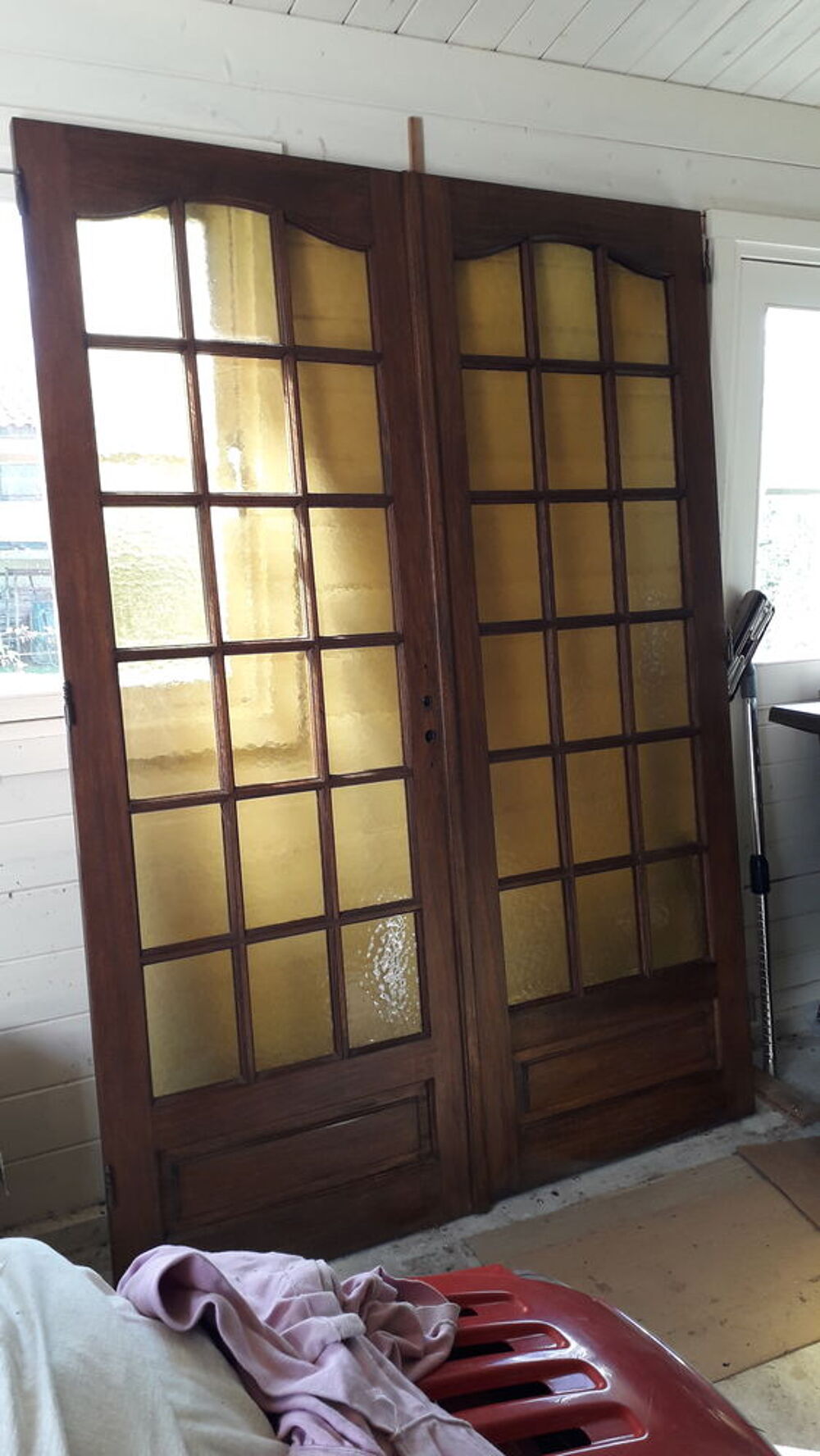 Porte double int&eacute;rieur bois exotique vitr&eacute;e Bricolage