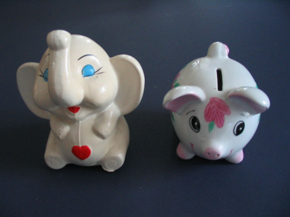  2 Tirelires cochon et &eacute;l&eacute;phant Décoration
