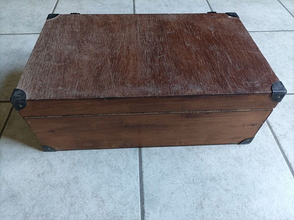 Valise boite bois massif patin&eacute; malle Rangement dp 0823311 Décoration