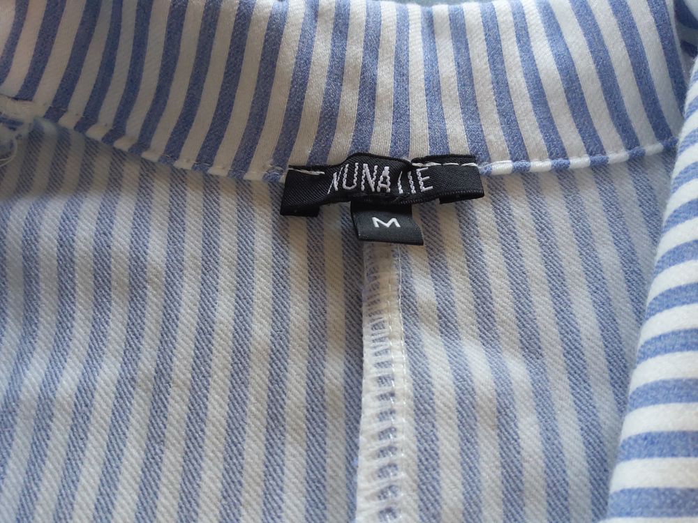 VESTE "NUNALIE" blanche ray&eacute;e bleu - M Vêtements