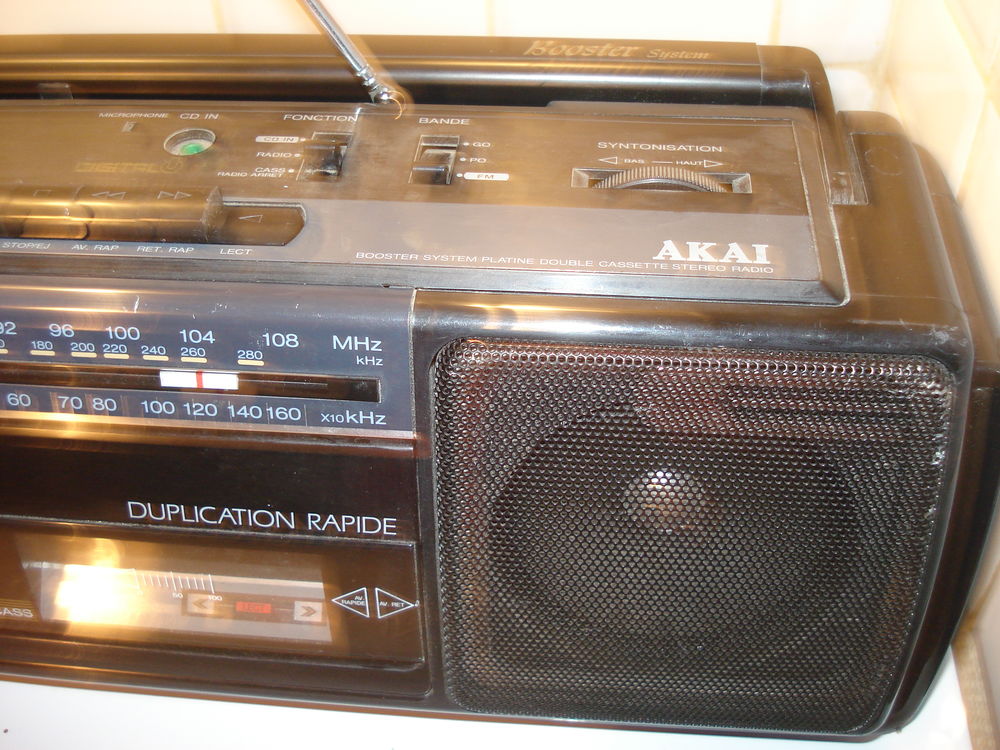 Vintage AKAI W-580L Ghetto Blaster Boom Box double Cassette Audio et hifi