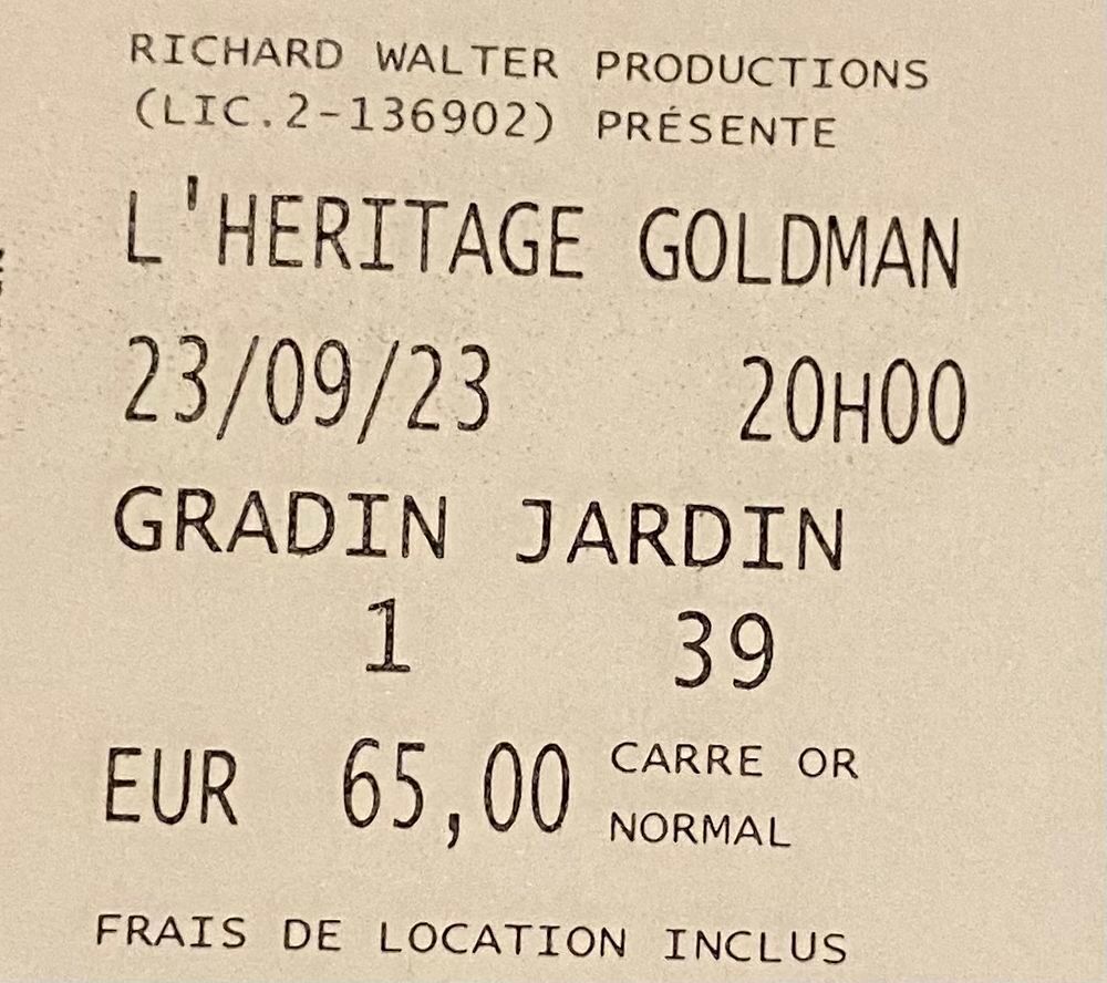 Concert l'h&eacute;ritage Goldman Billetterie