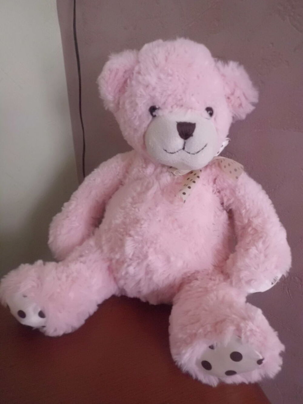 PELUCHE OURS ROSE ET TISSU SATIN Jeux / jouets