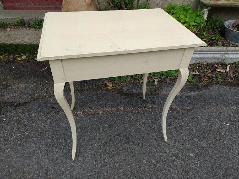 Ancienne Petite Table Console Patine &Eacute;crue Pieds Galb&eacute;s Meubles