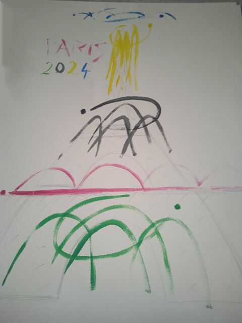 dessin tour Eiffel Paris 2024. 25 Mantes-la-Jolie (78)