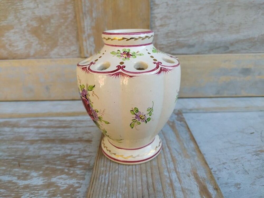 Vase Pique-Fleurs Fa&iuml;ence de Clamecy Roger Colas Décoration