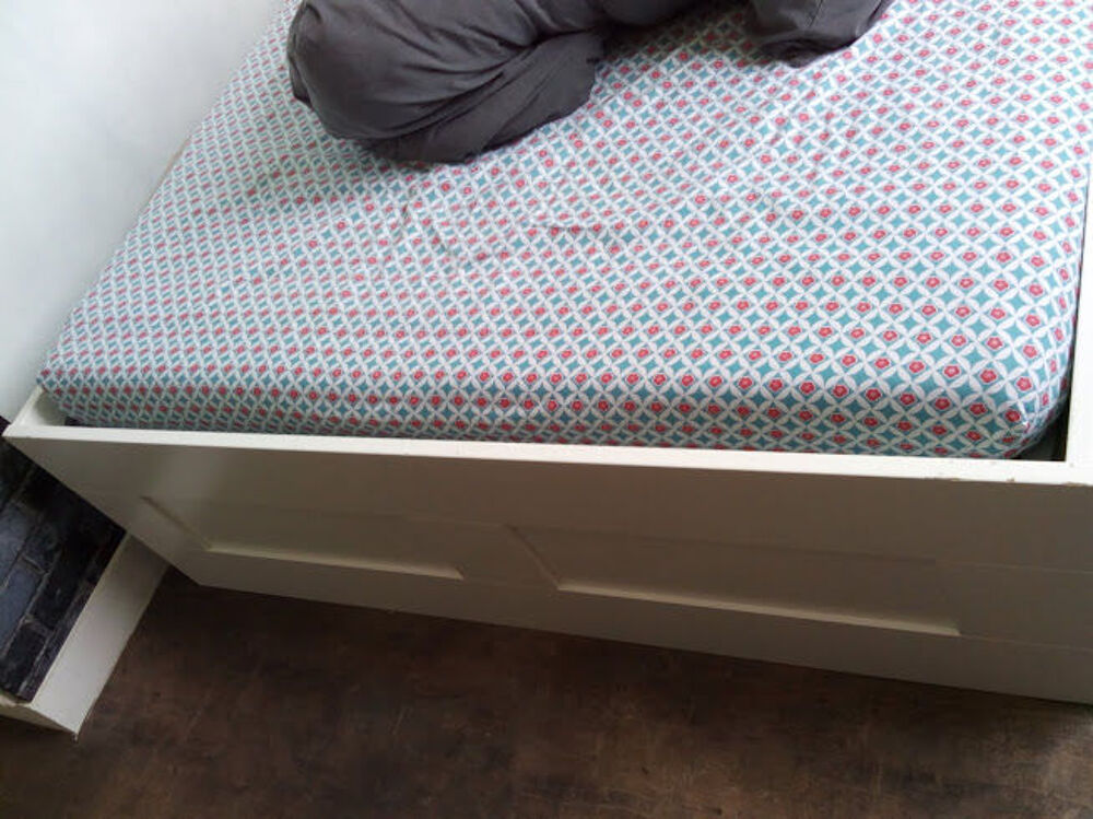LIT 2 PLACES IKEA BRIMMES BLANC 4 TIROIRS Meubles