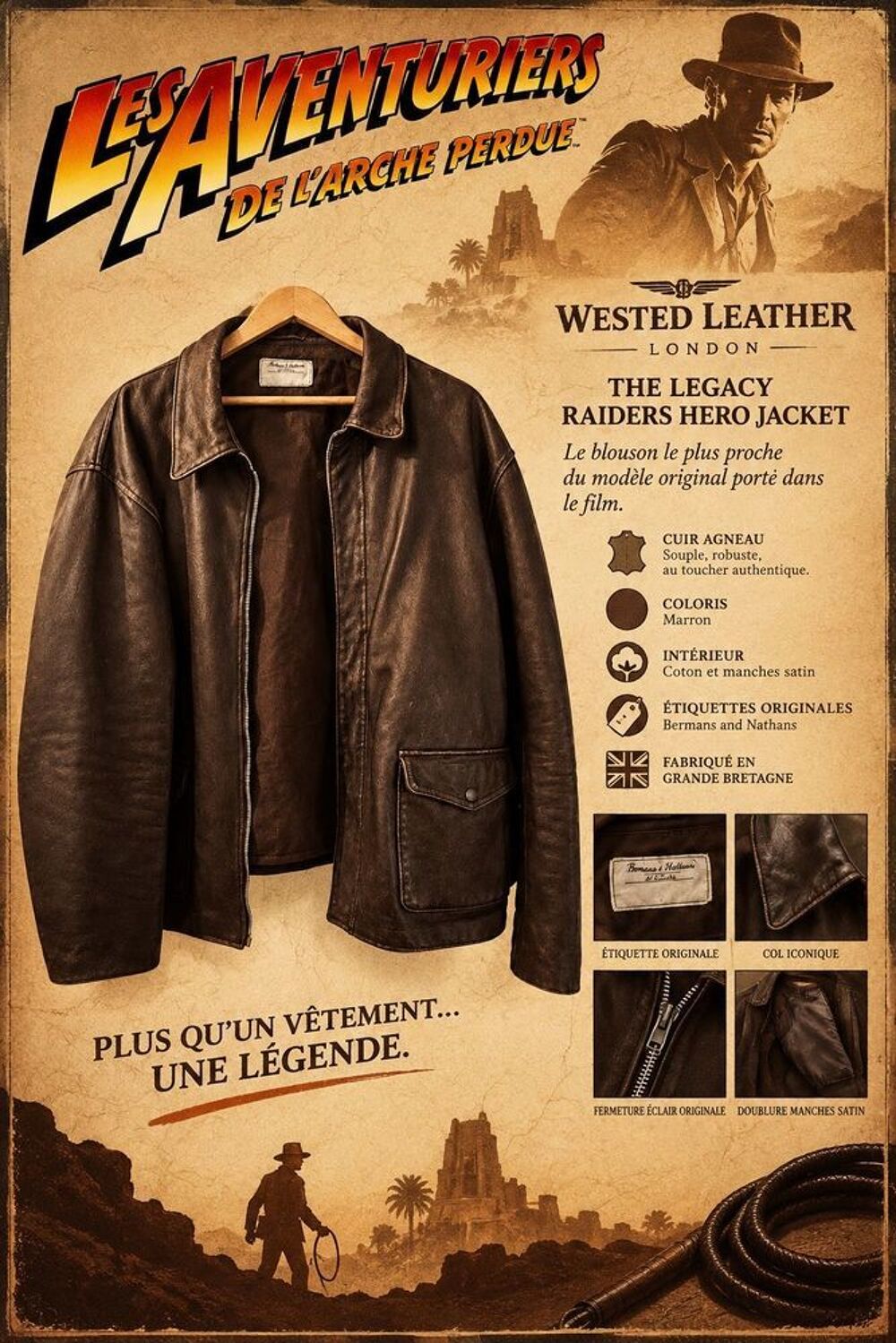 Blouson cuir Indiana Jones Vêtements