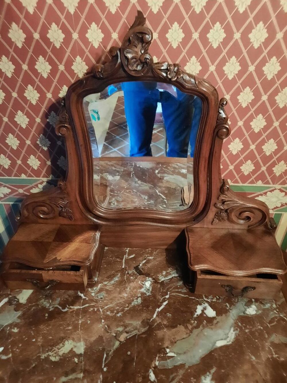 Coiffeuse en Noyer Louis XV &eacute;poque19&egrave;me Meubles