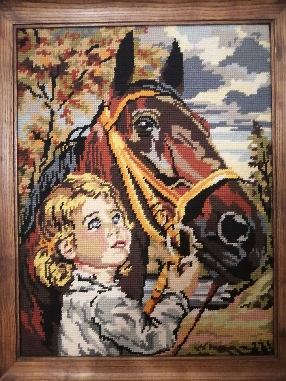Tableau CANEVAS en laine : Cheval Décoration