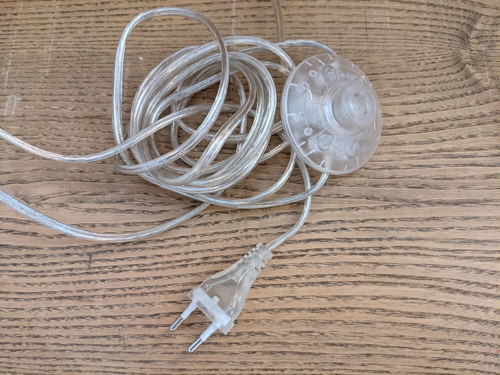 Long c&acirc;ble transparent 3 m&egrave;tre 30 avec prise et interrupteur Décoration
