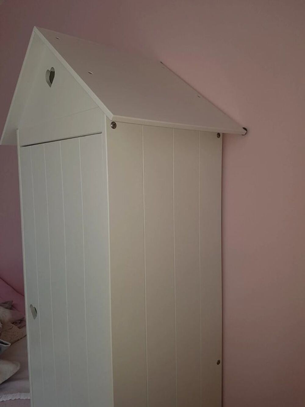 Armoire 1 porte bois blanc originale type cabine de plage Meubles