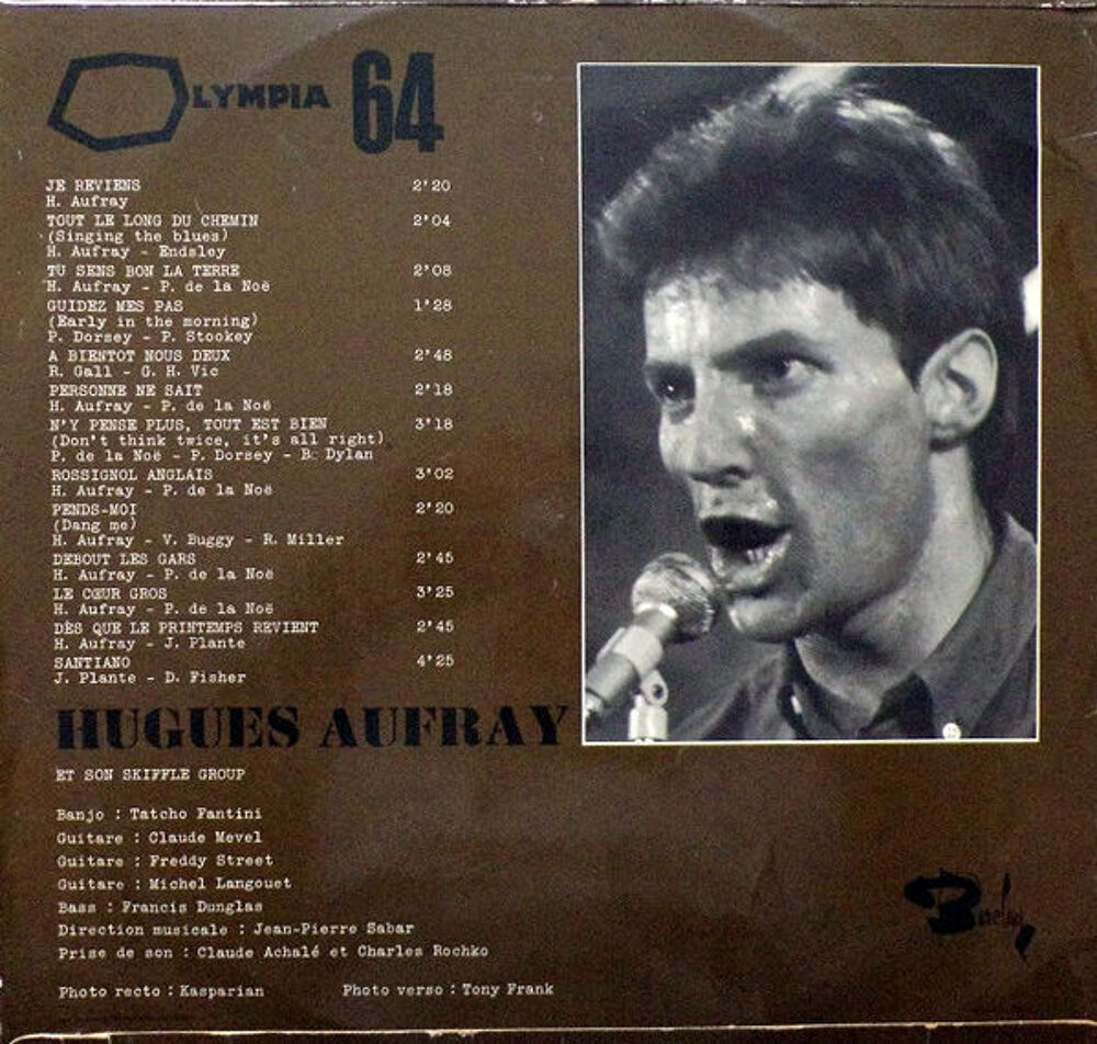 Hugues Aufray ? Olympia 64 ? Vinyle + pochette int&eacute;rieure ? CD et vinyles