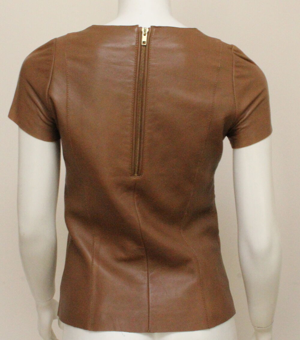 Top cuir caramel MAJE T.36 Fr Vtements