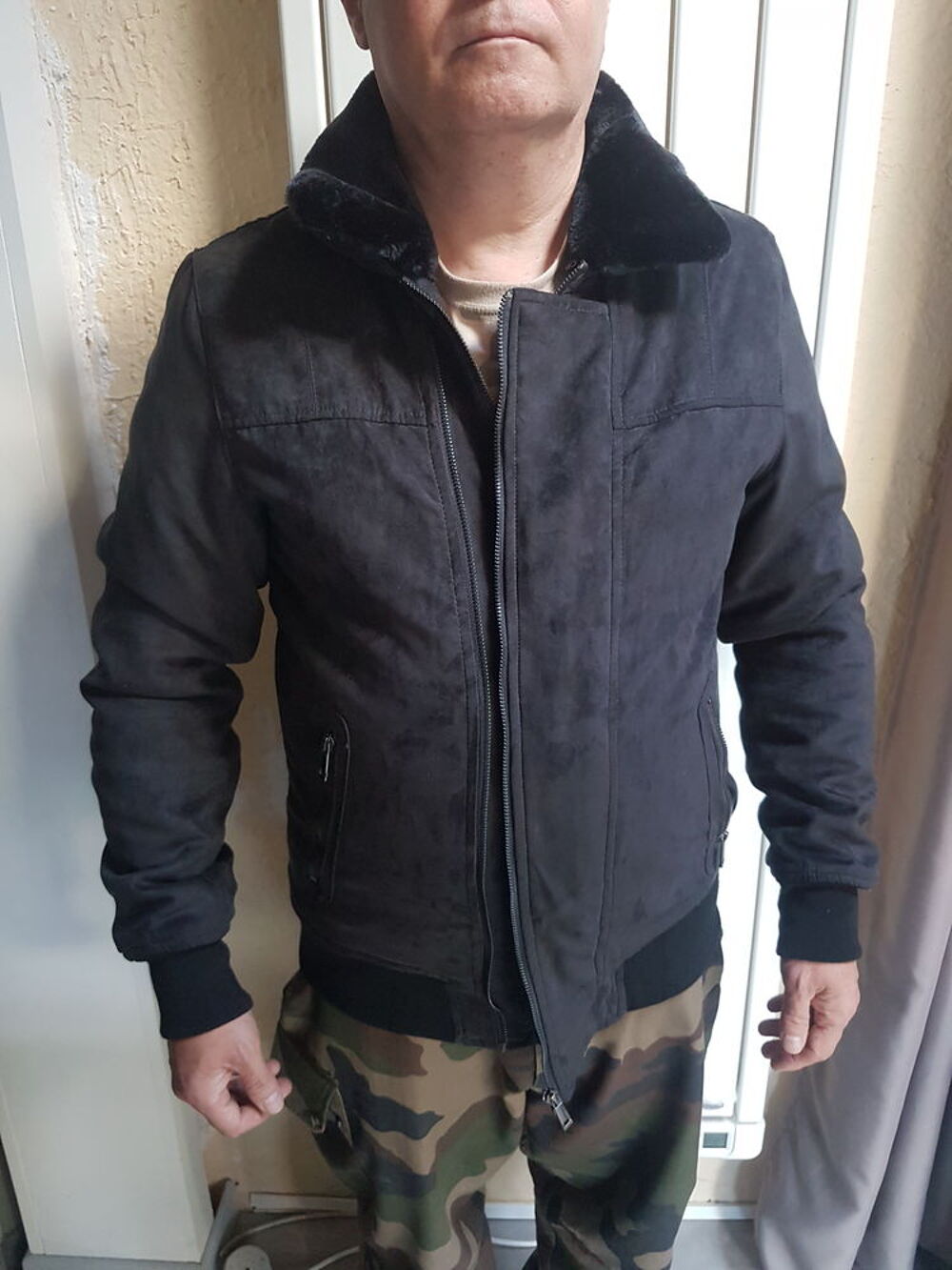 BLOUSON EN DAIM XL gris Vêtements