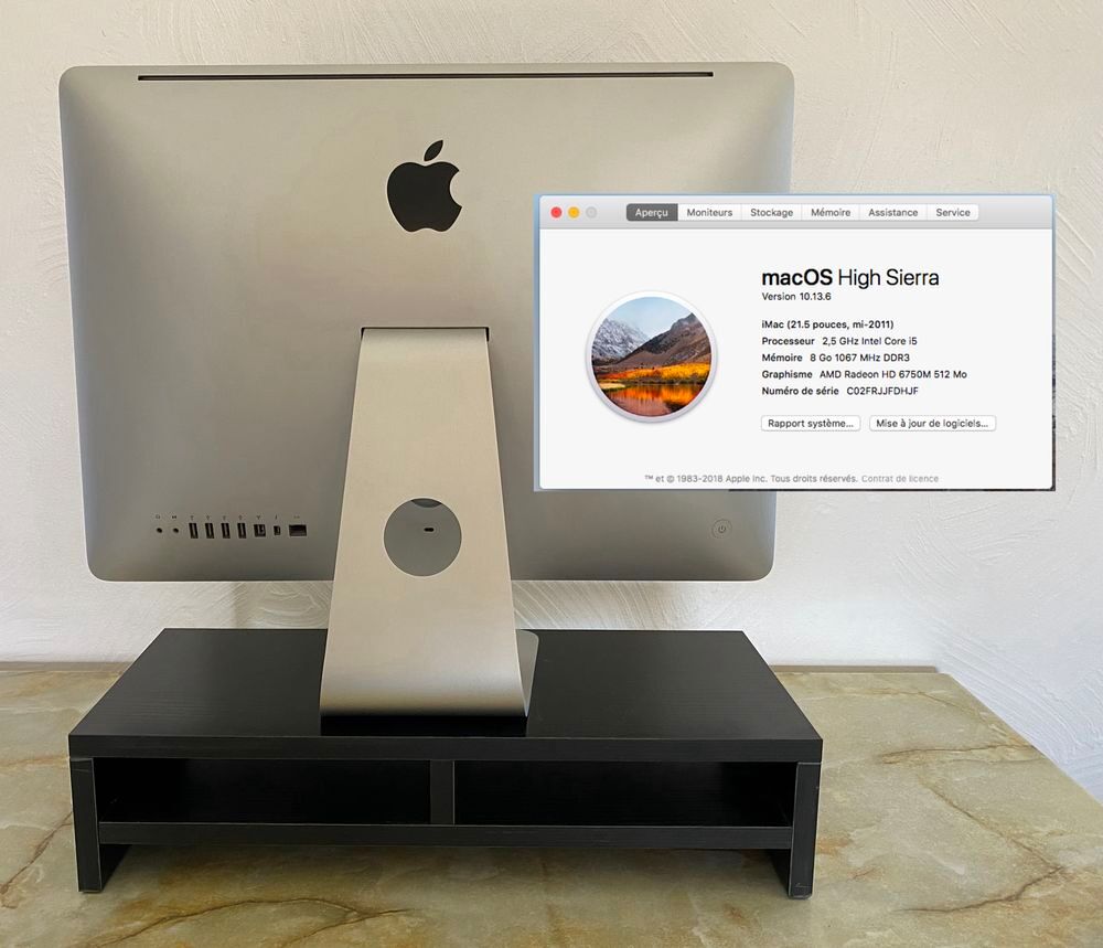 iMac 21,5 pouces Processeur 2,5 GHz Intel Core i5 Matériel informatique