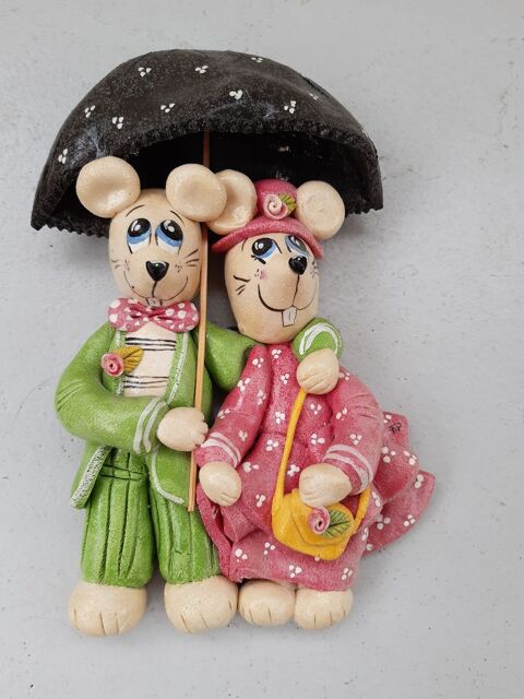 Couple Souris Multicolore en P�te � Sel. 18 Le Vernois (39)