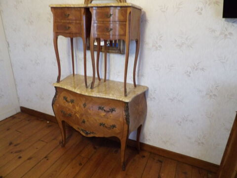 COMMODE en BOIS de ROSE LOUIS XV et 2 tables de CHEVETS 600 Ramous (64)