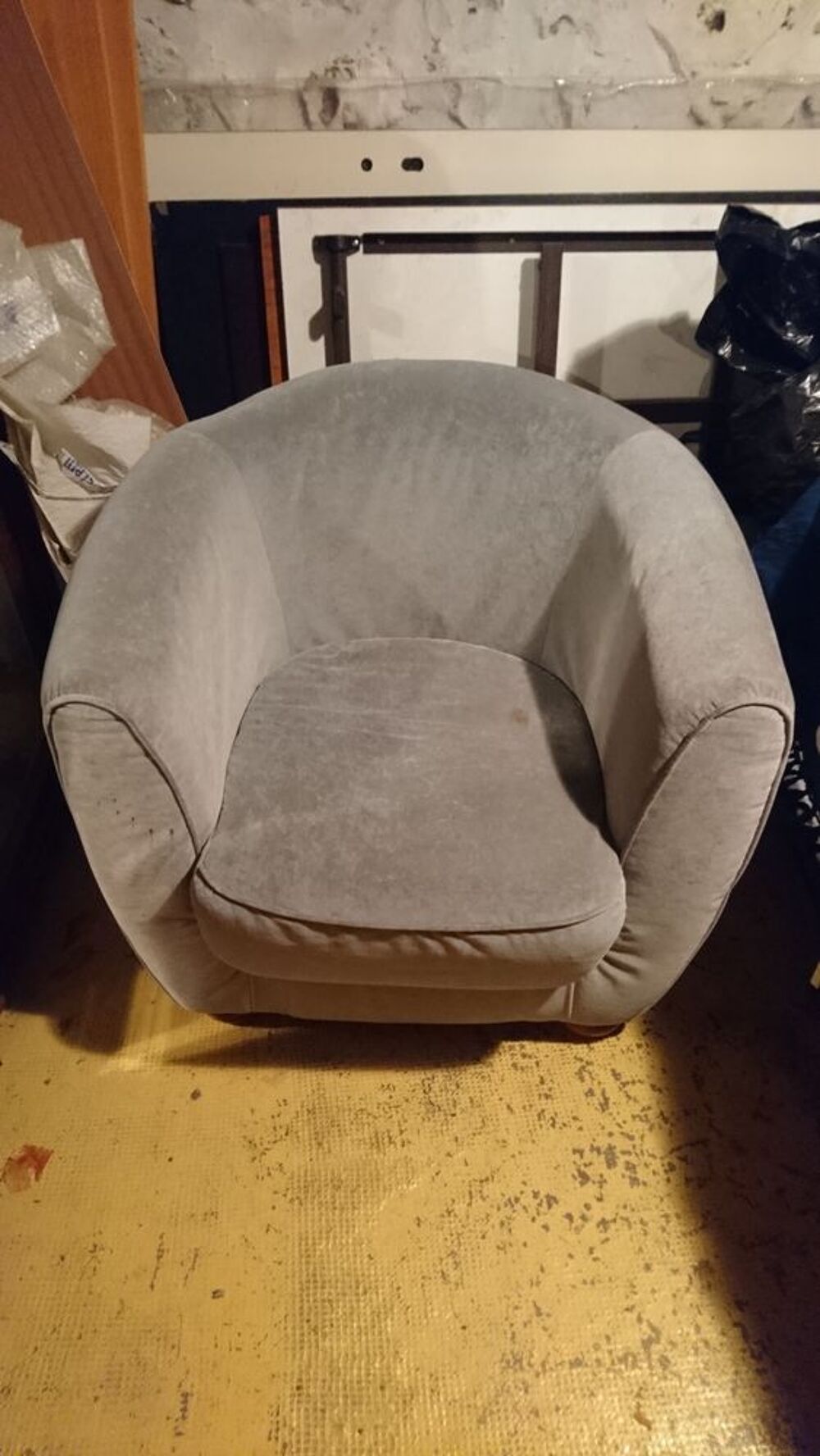 Fauteuil velours bleu gris Meubles
