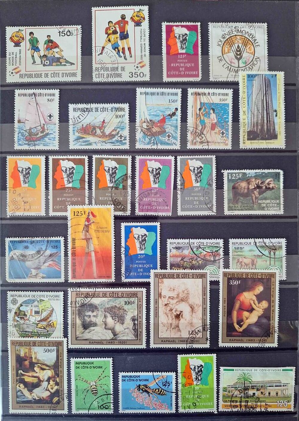 S&eacute;rie de timbres de collection de C&ocirc;te d'Ivoire 