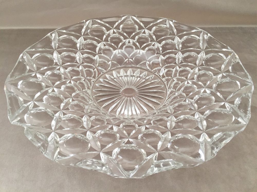 GRAND PLAT COUPE ART VERRE CRISTAL MOUL&Eacute; DESIGN' Dcoration