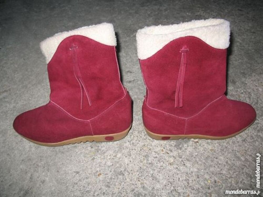 Bottines fourr&eacute;es en daim bordeaux -P 37 Chaussures