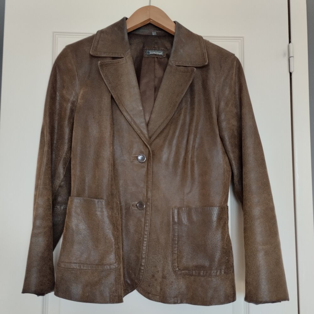 Veste en croute de cuir marron Vêtements