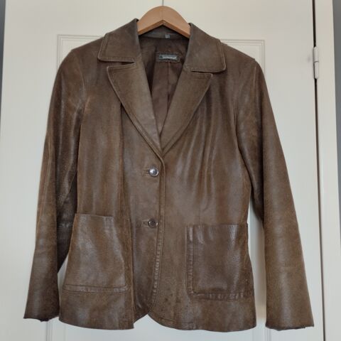 Veste en croute de cuir marron 20 Singleyrac (24)